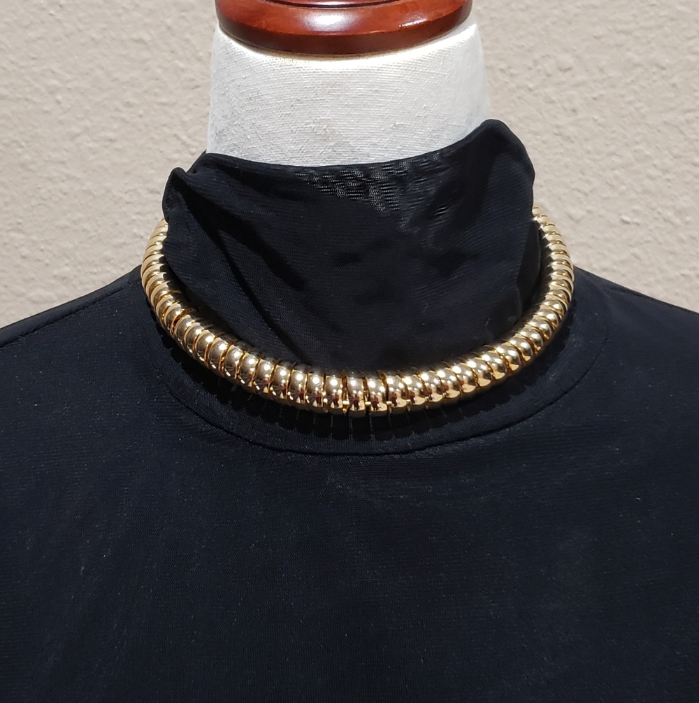 Gold-tone Spiral Coiled Collar Necklace